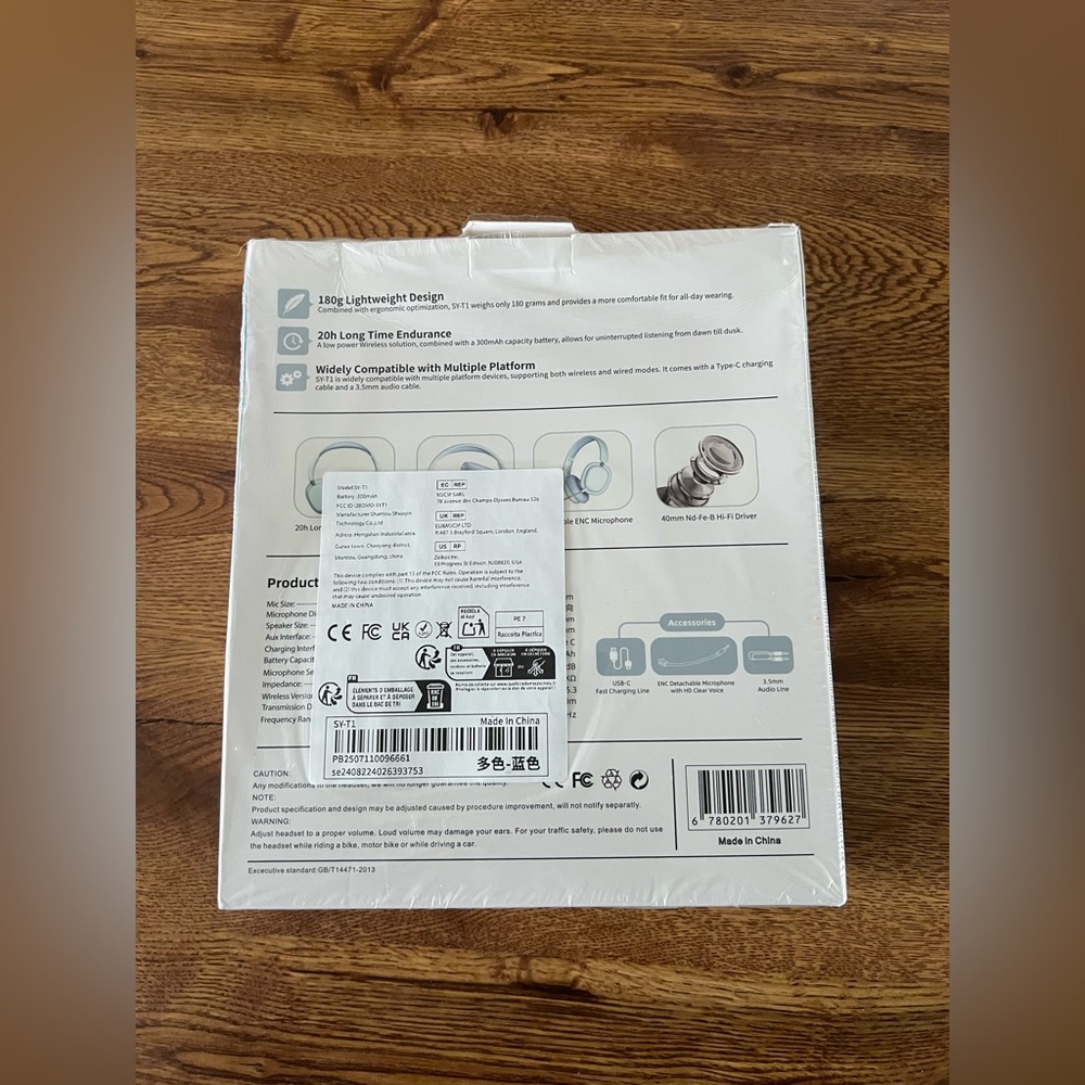 SY-T1 Wireless Headphones Bluetooth 5.3 Blue New - Picture 5 of 6